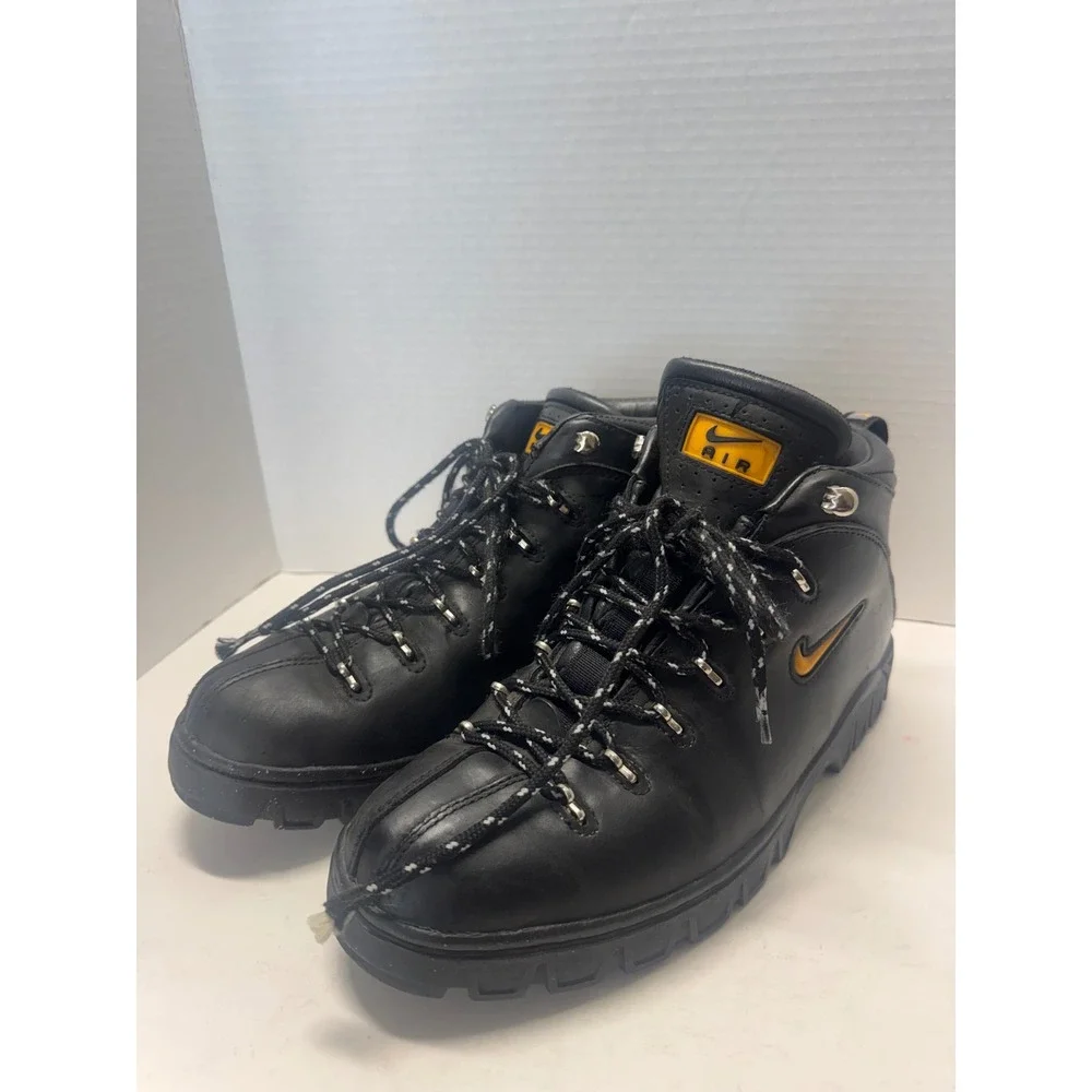 Nike ACG Air Gimli Vintage Leather Hiking Boots Black Yellow Mens 9.5